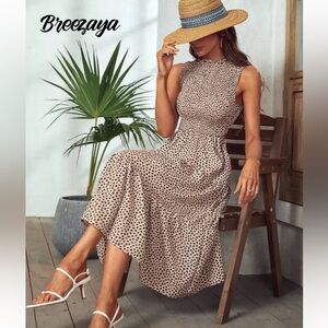 SHEIN Black and Tan Dotted Women’s Dress